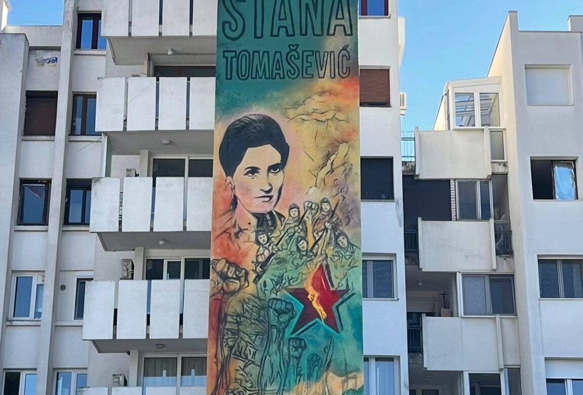 Oslikan je mural Stani Tomašević u Baru