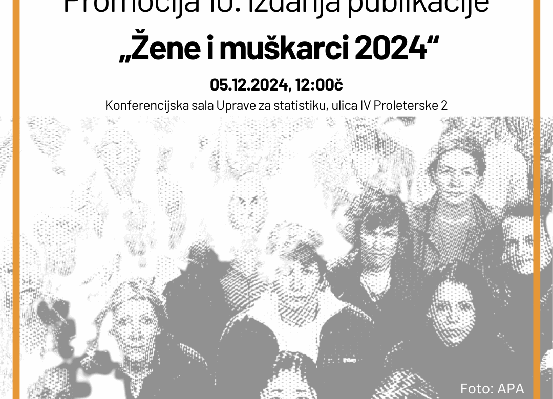 Centar za ženska prava i Uprava za statistiku Crne Gore – MONSTAT organizuju promociju 10. izdanja publikacije „Žene i muškarci 2024“
