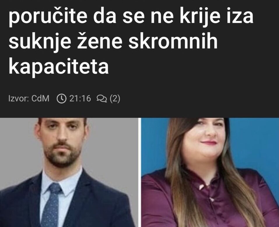 REAGOVANJE NA IZJAVU POSLANIKA ZIROJEVIĆA UPUĆENU DRŽAVNOJ SEKRETARKI MINISTARSTVA ODBRANE